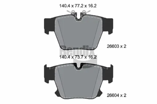 Bremsbelagsatz, Scheibenbremse Hinterachse BENDIX Braking BPD2560 Bild Bremsbelagsatz, Scheibenbremse Hinterachse BENDIX Braking BPD2560
