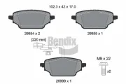 Bremsbelagsatz, Scheibenbremse Hinterachse BENDIX Braking BPD2654