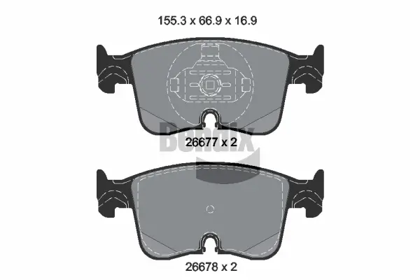 Bremsbelagsatz, Scheibenbremse Vorderachse BENDIX Braking BPD2495