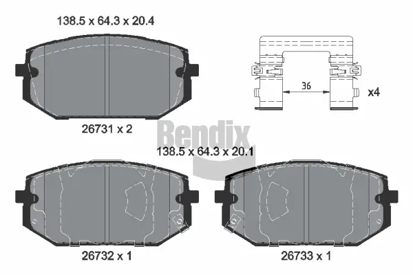 Bremsbelagsatz, Scheibenbremse Vorderachse BENDIX Braking BPD2507