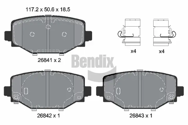 Bremsbelagsatz, Scheibenbremse Hinterachse BENDIX Braking BPD2554