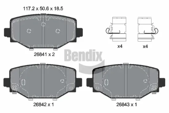 Bremsbelagsatz, Scheibenbremse Hinterachse BENDIX Braking BPD2554 Bild Bremsbelagsatz, Scheibenbremse Hinterachse BENDIX Braking BPD2554