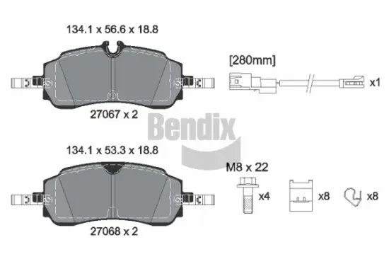 Bremsbelagsatz, Scheibenbremse Hinterachse BENDIX Braking BPD2651 Bild Bremsbelagsatz, Scheibenbremse Hinterachse BENDIX Braking BPD2651