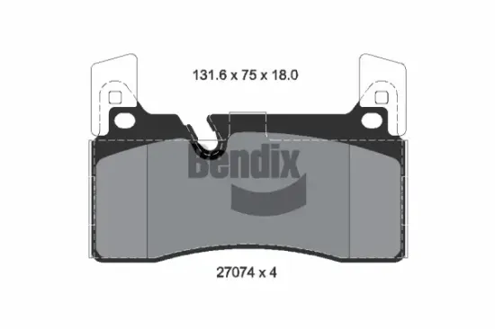 Bremsbelagsatz, Scheibenbremse Hinterachse BENDIX Braking BPD2650 Bild Bremsbelagsatz, Scheibenbremse Hinterachse BENDIX Braking BPD2650