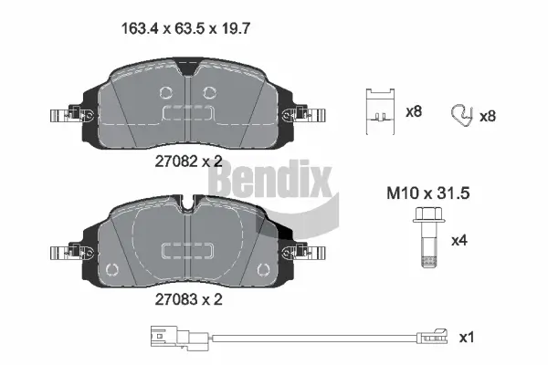 Bremsbelagsatz, Scheibenbremse Vorderachse BENDIX Braking BPD2645