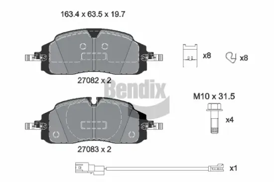 Bremsbelagsatz, Scheibenbremse Vorderachse BENDIX Braking BPD2645 Bild Bremsbelagsatz, Scheibenbremse Vorderachse BENDIX Braking BPD2645