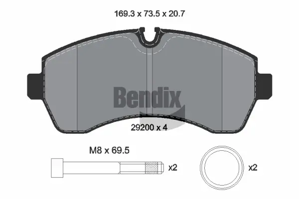 Bremsbelagsatz, Scheibenbremse Vorderachse BENDIX Braking BPD2411