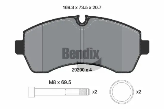 Bremsbelagsatz, Scheibenbremse Vorderachse BENDIX Braking BPD2411 Bild Bremsbelagsatz, Scheibenbremse Vorderachse BENDIX Braking BPD2411