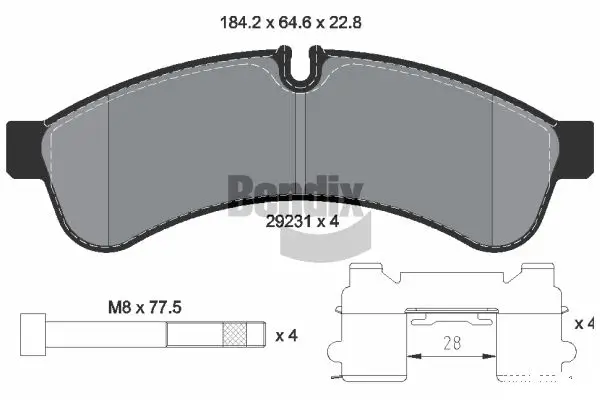 Bremsbelagsatz, Scheibenbremse Hinterachse BENDIX Braking BPD1250