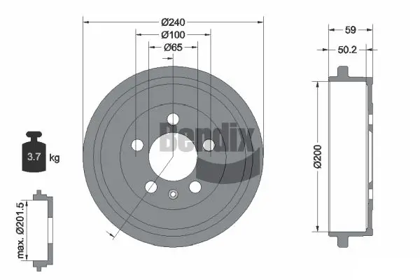 Bremstrommel Hinterachse BENDIX Braking BDM1055