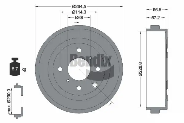 Bremstrommel Hinterachse BENDIX Braking BDM1164