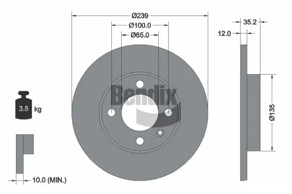 Bremsscheibe Vorderachse BENDIX Braking BDS1221