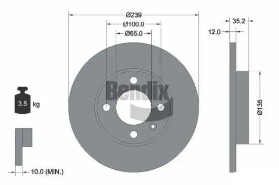 Bremsscheibe Vorderachse BENDIX Braking BDS1221 Bild Bremsscheibe Vorderachse BENDIX Braking BDS1221