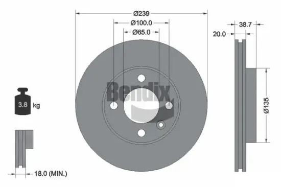 Bremsscheibe BENDIX Braking BDS1170 Bild Bremsscheibe BENDIX Braking BDS1170