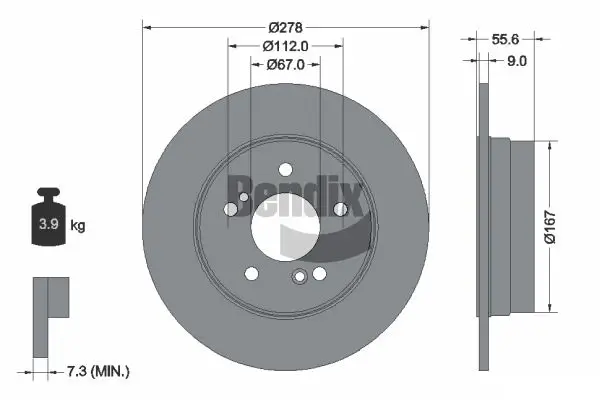 Bremsscheibe Hinterachse BENDIX Braking BDS1124