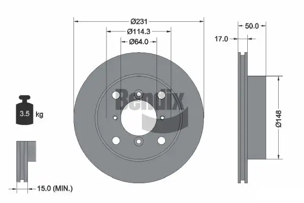 Bremsscheibe Vorderachse BENDIX Braking BDS1688