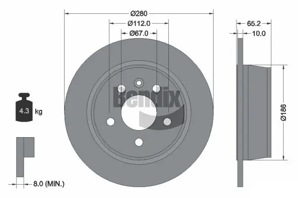 Bremsscheibe Hinterachse BENDIX Braking BDS1697