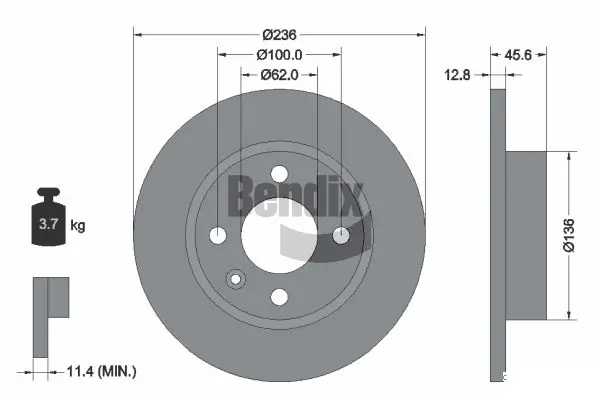 Bremsscheibe Vorderachse BENDIX Braking BDS1809