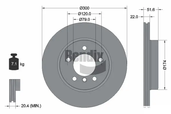 Bremsscheibe Vorderachse BENDIX Braking BDS1159HC