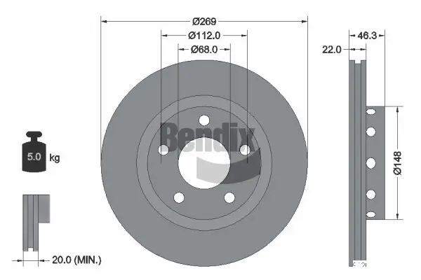 Bremsscheibe Hinterachse BENDIX Braking BDS1968