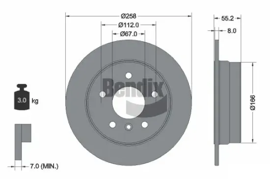 Bremsscheibe Hinterachse BENDIX Braking BDS1419 Bild Bremsscheibe Hinterachse BENDIX Braking BDS1419