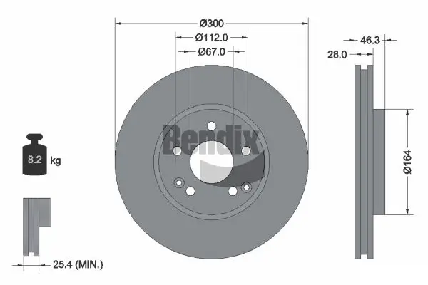 Bremsscheibe Vorderachse BENDIX Braking BDS1231HC