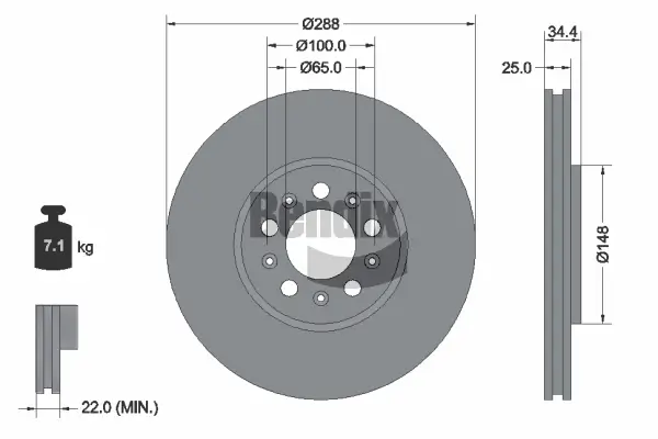 Bremsscheibe Vorderachse BENDIX Braking BDS1052HC