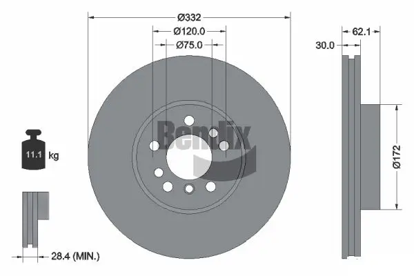 Bremsscheibe Vorderachse BENDIX Braking BDS1184HC