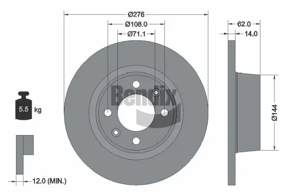 Bremsscheibe Hinterachse BENDIX Braking BDS1315
