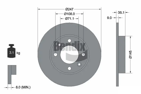 Bremsscheibe Hinterachse BENDIX Braking BDS1056