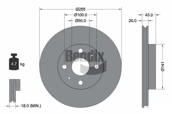 Bremsscheibe Vorderachse BENDIX Braking BDS1326