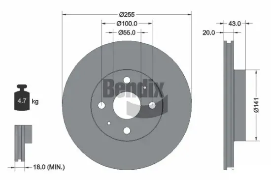Bremsscheibe Vorderachse BENDIX Braking BDS1326 Bild Bremsscheibe Vorderachse BENDIX Braking BDS1326