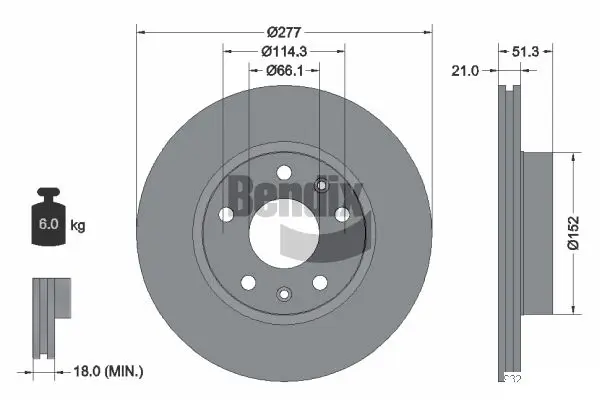 Bremsscheibe Vorderachse BENDIX Braking BDS1352