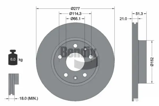 Bremsscheibe Vorderachse BENDIX Braking BDS1352 Bild Bremsscheibe Vorderachse BENDIX Braking BDS1352