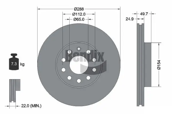 Bremsscheibe Vorderachse BENDIX Braking BDS1015HC