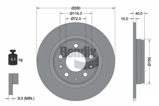Bremsscheibe Hinterachse BENDIX Braking BDS1164 Bild Bremsscheibe Hinterachse BENDIX Braking BDS1164