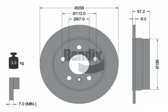 Bremsscheibe Hinterachse BENDIX Braking BDS1074 Bild Bremsscheibe Hinterachse BENDIX Braking BDS1074