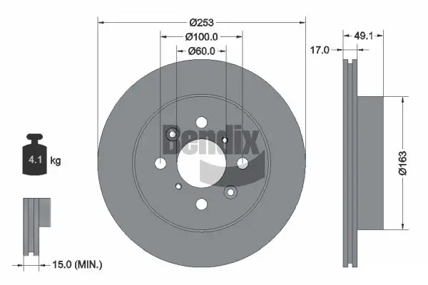 Bremsscheibe BENDIX Braking BDS1252