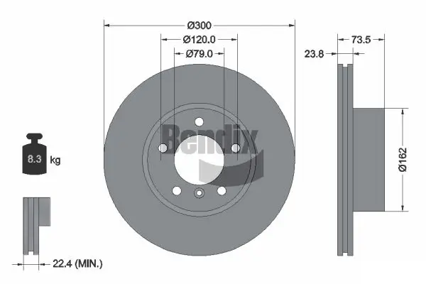 Bremsscheibe Vorderachse BENDIX Braking BDS1098HC