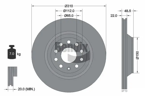 Bremsscheibe Hinterachse BENDIX Braking BDS1339