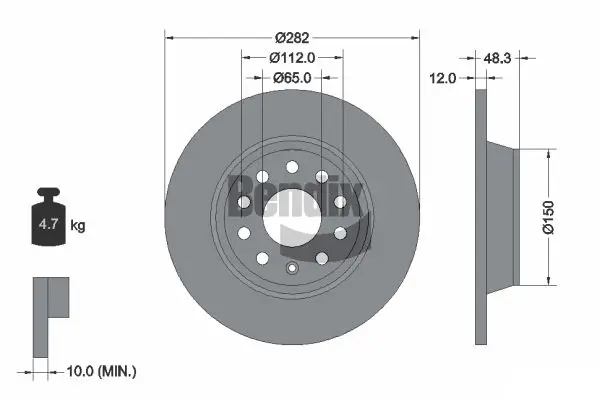 Bremsscheibe Hinterachse BENDIX Braking BDS1031