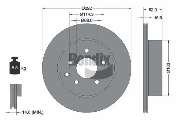 Bremsscheibe Hinterachse BENDIX Braking BDS1207