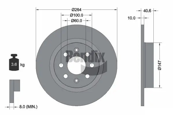 Bremsscheibe Hinterachse BENDIX Braking BDS1314