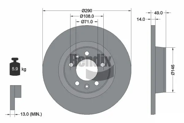Bremsscheibe Hinterachse BENDIX Braking BDS1116