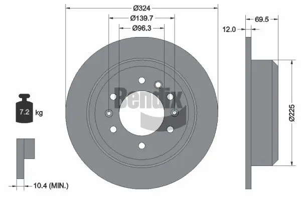Bremsscheibe Hinterachse BENDIX Braking BDS2098
