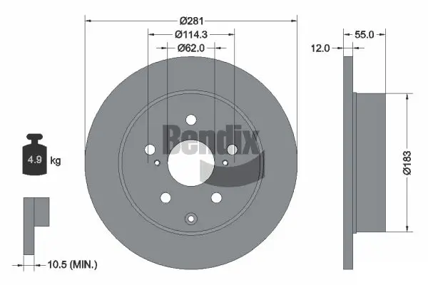 Bremsscheibe Hinterachse BENDIX Braking BDS1333