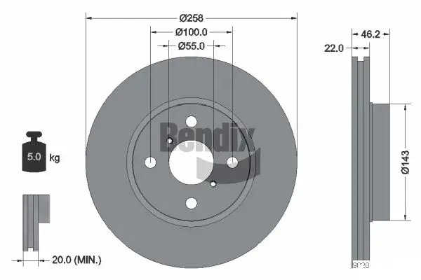 Bremsscheibe Vorderachse BENDIX Braking BDS1065