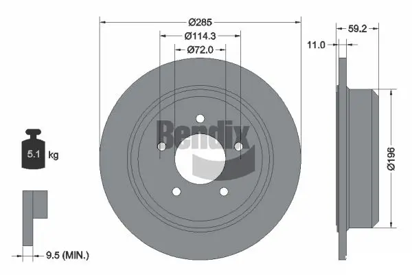 Bremsscheibe Hinterachse BENDIX Braking BDS2012