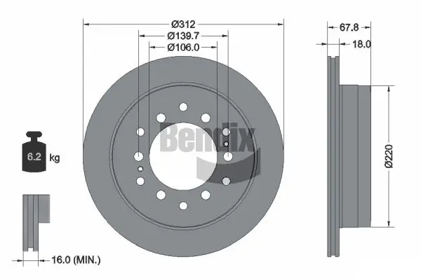 Bremsscheibe Hinterachse BENDIX Braking BDS1289
