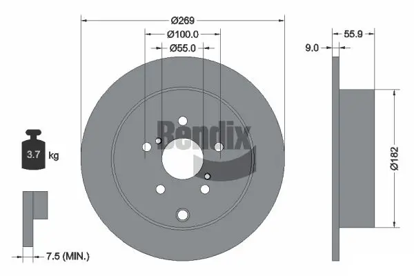 Bremsscheibe Hinterachse BENDIX Braking BDS1788